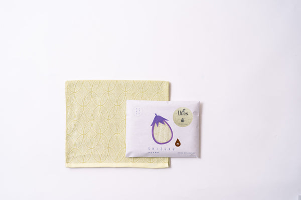 Nat 2 Fukuroya Thies 1856 ® X Fukuroya Shizuku Guest & Face Towel Natural Dyed Eggplant Balmy Yellow