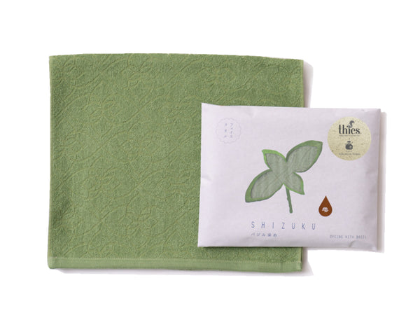 nat 2 Fukuroya thies 1856 ® x Fukuroya Shizuku Guest & Face Towel natural dyed basil green