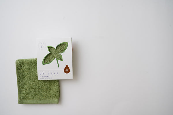 Nat 2 Fukuroya Thies 1856 ® X Fukuroya Shizuku Handkerchief Pocket Towel Natural Dyed Basil Green