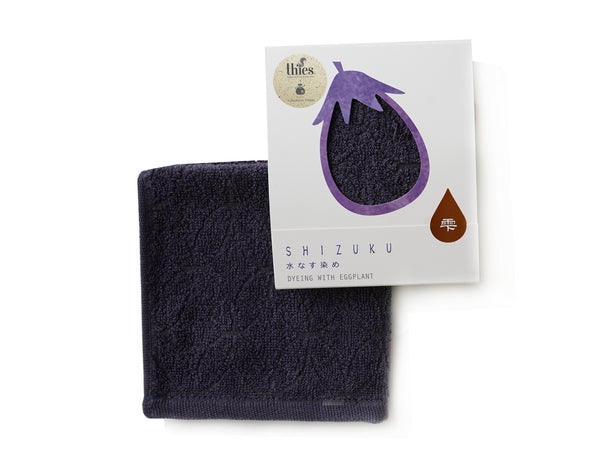 nat 2 Fukuroya thies 1856 ® x Fukuroya Shizuku Handkerchief Pocket Towel natural dyed eggplant dusky purple