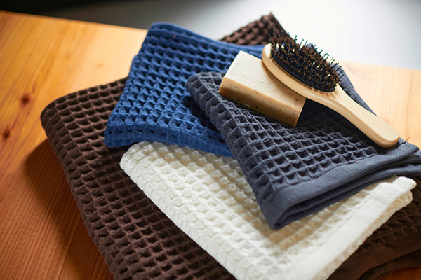 Nat 2 Fukuroya Thies 1856 ® X Fukuroya Washi Matou Waffle Towels Sumi Ink Grey S M L