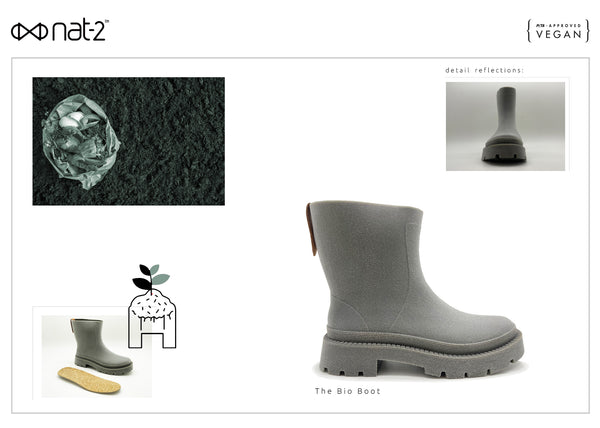 Nat 2 Nat-2 Nat-2™ Bio Boot Grey Green Vegan | 100% Waterproof Biodegradable Rainboots