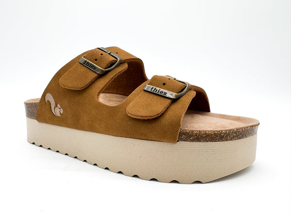 Nat 2 Thies Thies 1856 ® Eco Bio Plateau Sandal Vegan Cognac