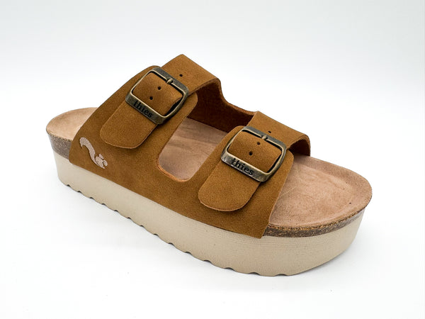 Nat 2 Thies Thies 1856 ® Eco Bio Plateau Sandal Vegan Cognac