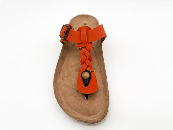 Nat 2 Thies Thies 1856 ® Eco Thong Braid Sandal Vegan Carrot