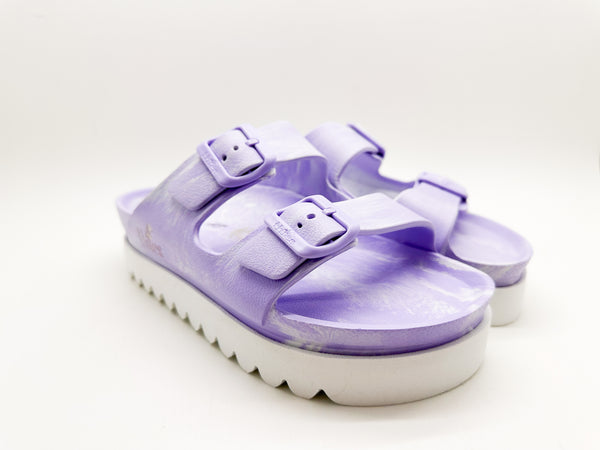 Nat 2 Thies Thies 1856 ® Ecofoam Plateau Sandal Two-Tone Vegan White Lavender