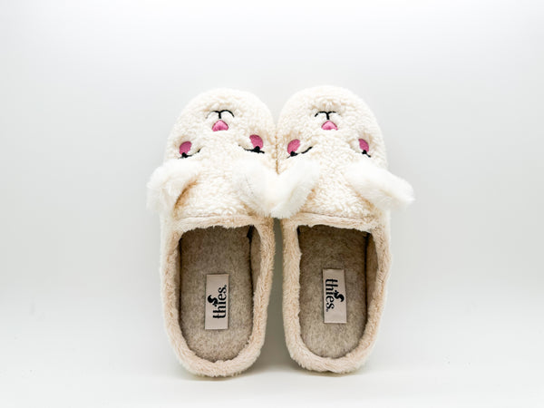 Nat 2 Thies Thies 1856 ® Organic Rabbit Slipper Vegan Off White