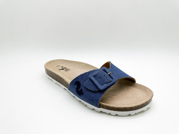 Nat 2 Thies Thies 1856 ® Rec Denim Strap Sandal Vegan Denim Blue