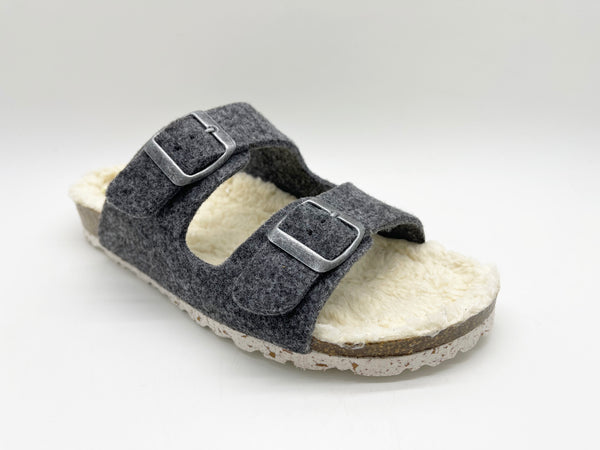 Nat 2 Thies Thies 1856 ® Recycled Plush PET Bio Sandal Vegan Dark Grey