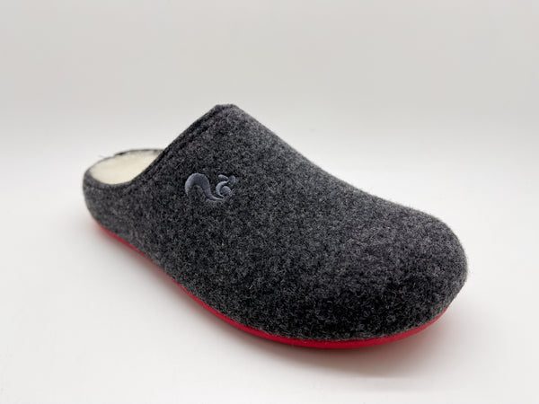 Nat 2 Thies Thies 1856 ® Recycled Wool Slippers Dark Grey Red