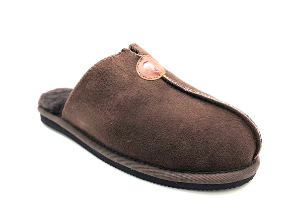 Nat 2 Thies Thies 1856 ® Sheepskin Grumpy Dad Slipper Dark Brown