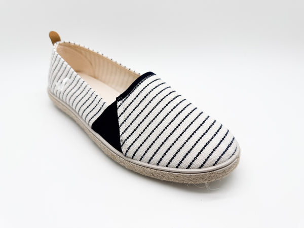 Nat 2 Thies Thies ® Mallorca Organic Cotton Espadrille Vegan Navy Stripe