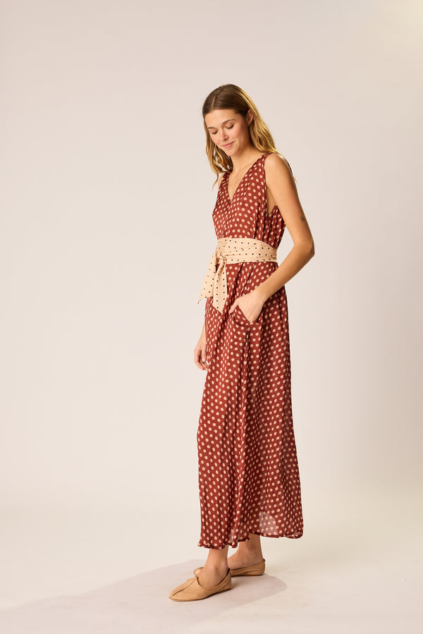 Natalie Martin TOVA MAXI W/ CONTRASTING SASH BELT