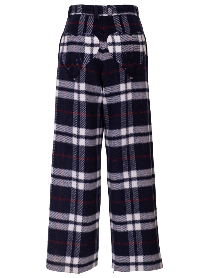 Natasha Zinko Checked Wool Trousers With Heart Pockets