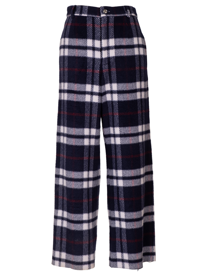 natasha zinko Checked Wool Trousers With Heart Pockets