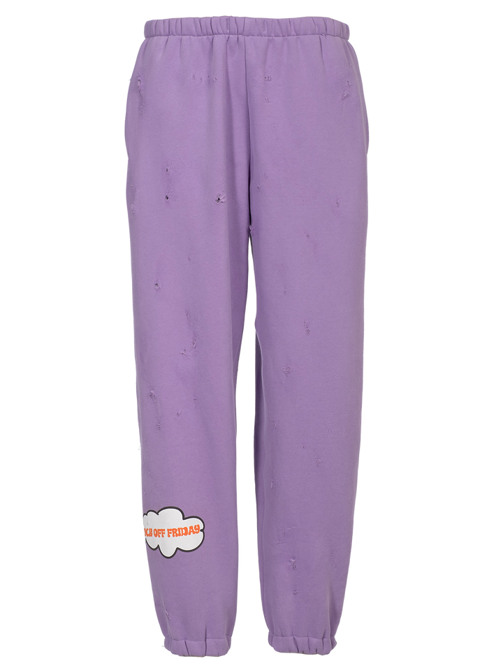 Natasha Zinko Distressed 'F*ck Off Friday' Jogging Pants