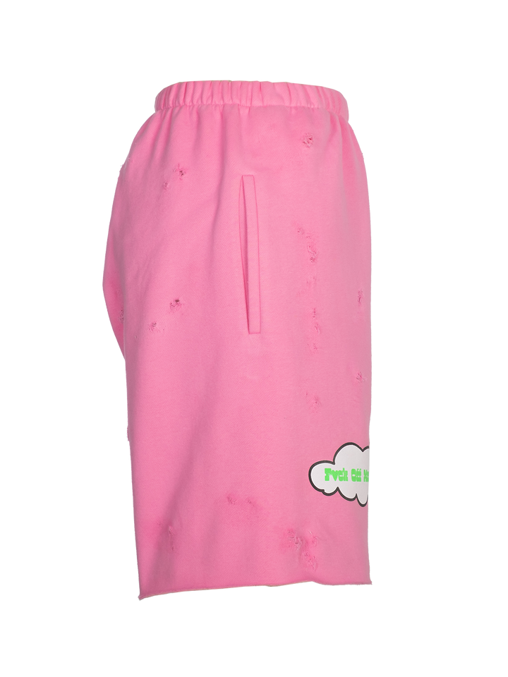 Natasha Zinko Distressed 'F*ck Off Monday' Jogging Shorts