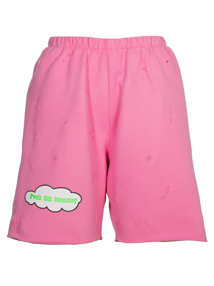 Natasha Zinko Distressed 'F*ck Off Monday' Jogging Shorts