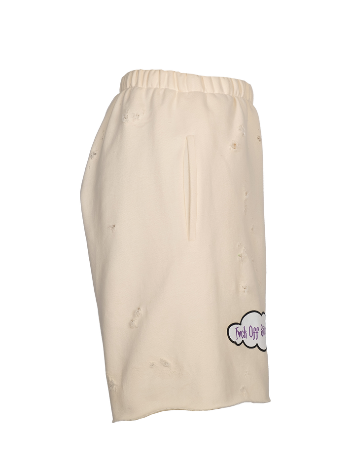 Natasha Zinko Distressed 'F*ck Off Saturday' Jogging Shorts