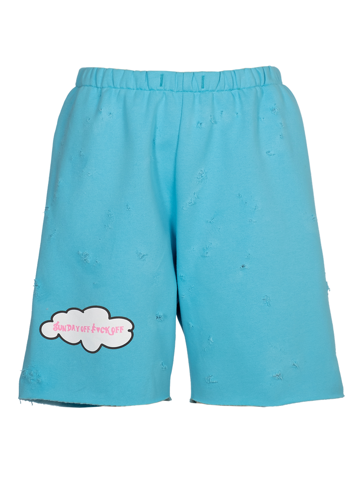 Natasha Zinko Distressed 'F*ck Off Sunday' Jogging Shorts