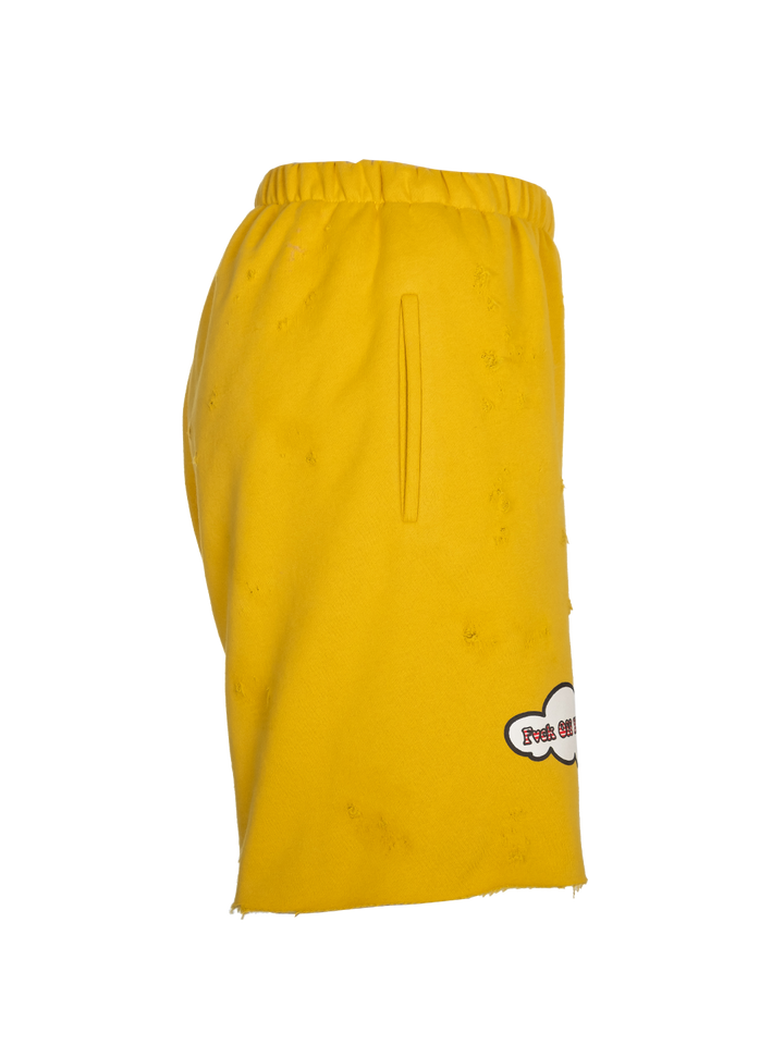 Natasha Zinko Distressed 'F*ck Off Wednesday' Jogging Shorts