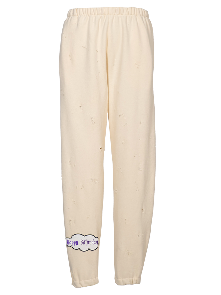 Natasha Zinko Distressed 'Happy Saturday' Jogging Pants