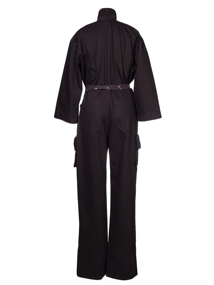 Natasha Zinko Jumpsuit With Embroidery And Belt Black