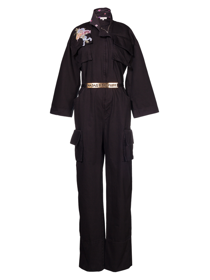 natasha zinko Jumpsuit With Embroidery And Belt Black