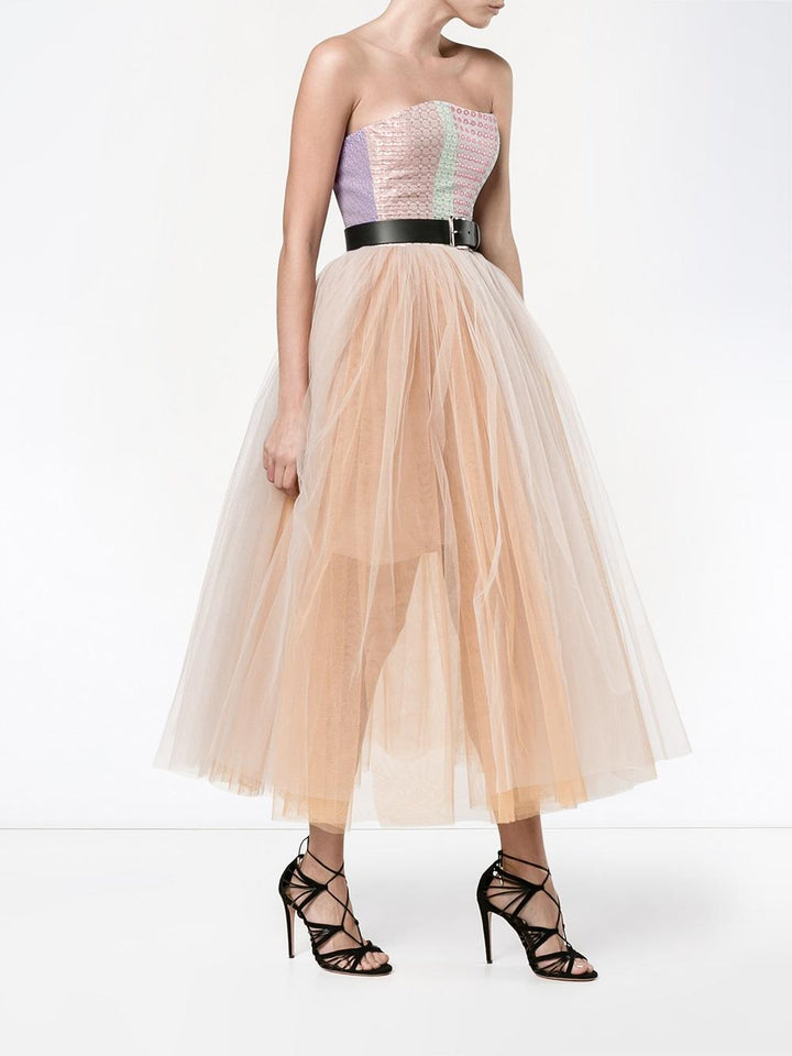 natasha zinko Multicolour Brocade/Tulle Strapless Ball Gown