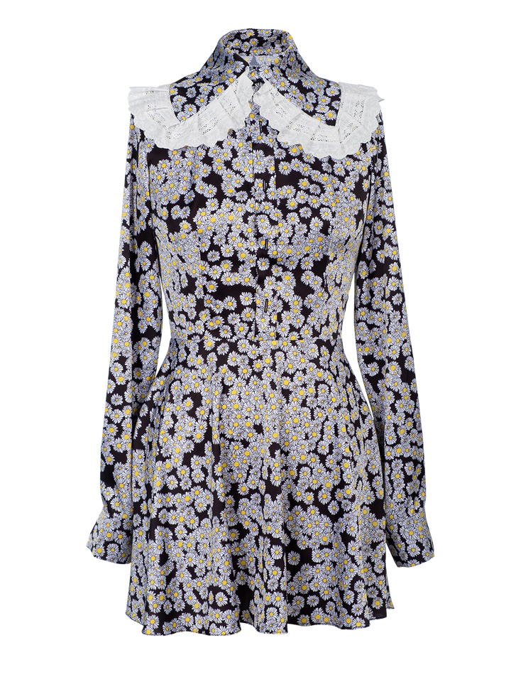 Natasha Zinko Daisy-print Mini Longsleeved Dress