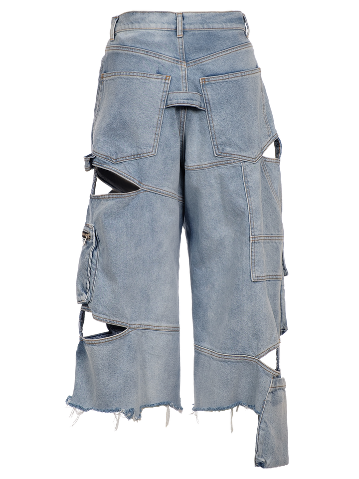 Natasha Zinko Denim Cargo Cut Out Shorts