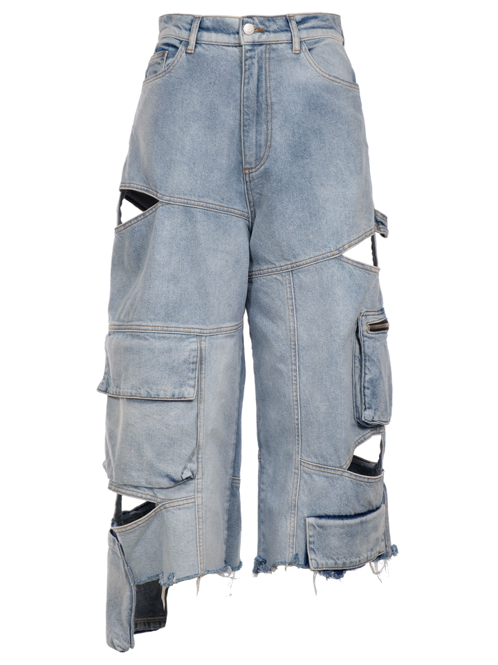 natasha zinko Denim Cargo Cut Out Shorts