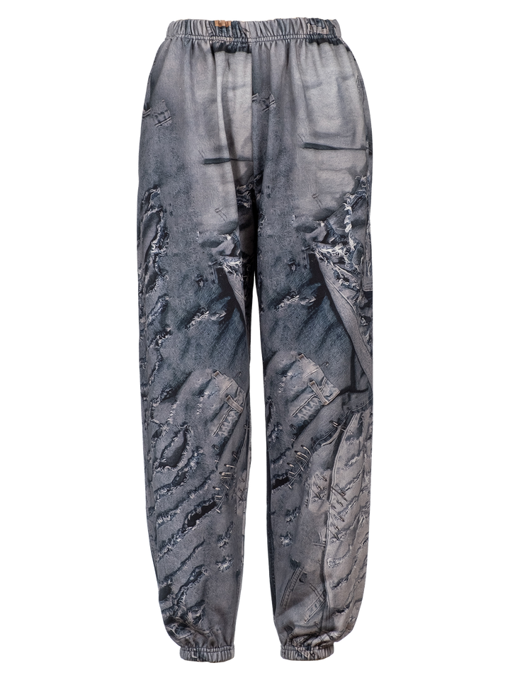 natasha zinko Denim-print Jogging Pants