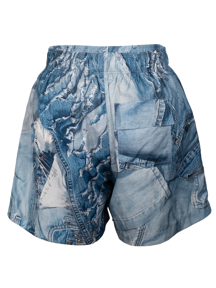 Natasha Zinko Denim Print Swim Shorts