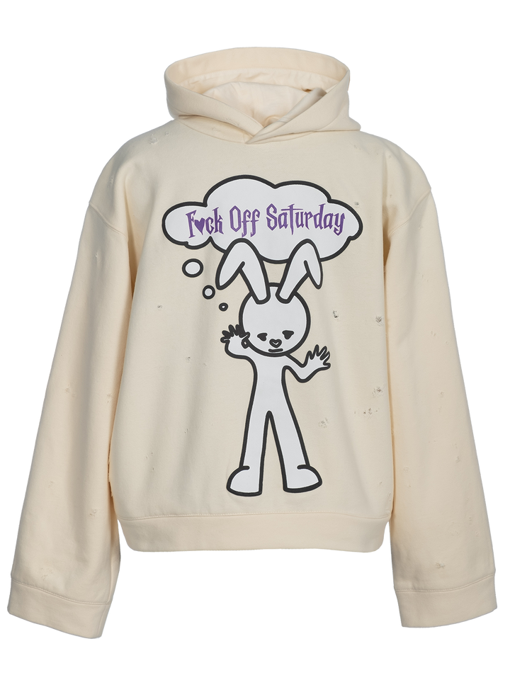 natasha zinko Distressed 'F*ck Off Saturday' Hoodie