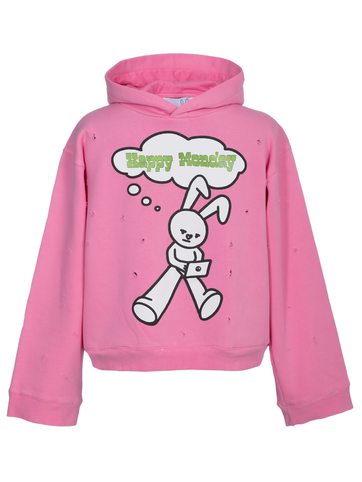 natasha zinko Distressed 'Happy Monday' Hoodie