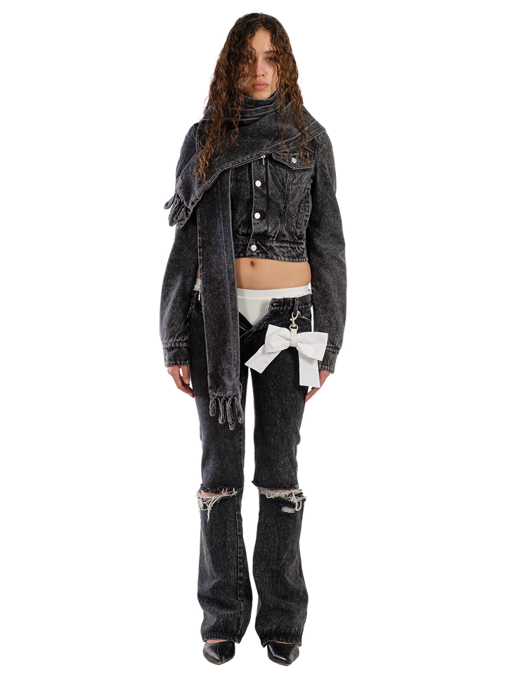 natasha zinko DISTRESSED KNEES FLARED JEANS