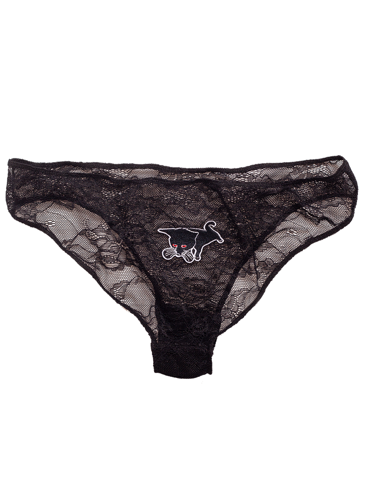 Natasha Zinko Embroidered Cat Lace Briefs