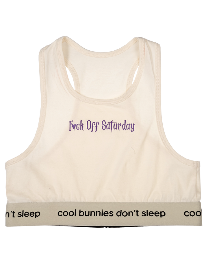 Natasha Zinko 'F*ck Off Saturday' Cropped Sport Top