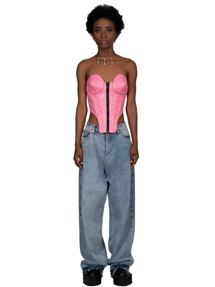 Natasha Zinko Faux Leather Corset Top