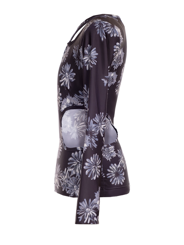 Natasha Zinko Floral Print Cut Out LS Top