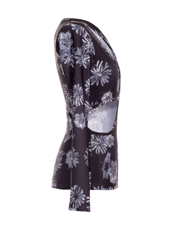 Natasha Zinko Floral Print Cut Out LS Top