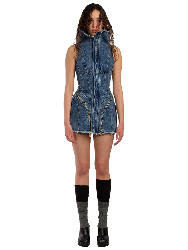 natasha zinko FUNNEL NECK DENIM DRESS