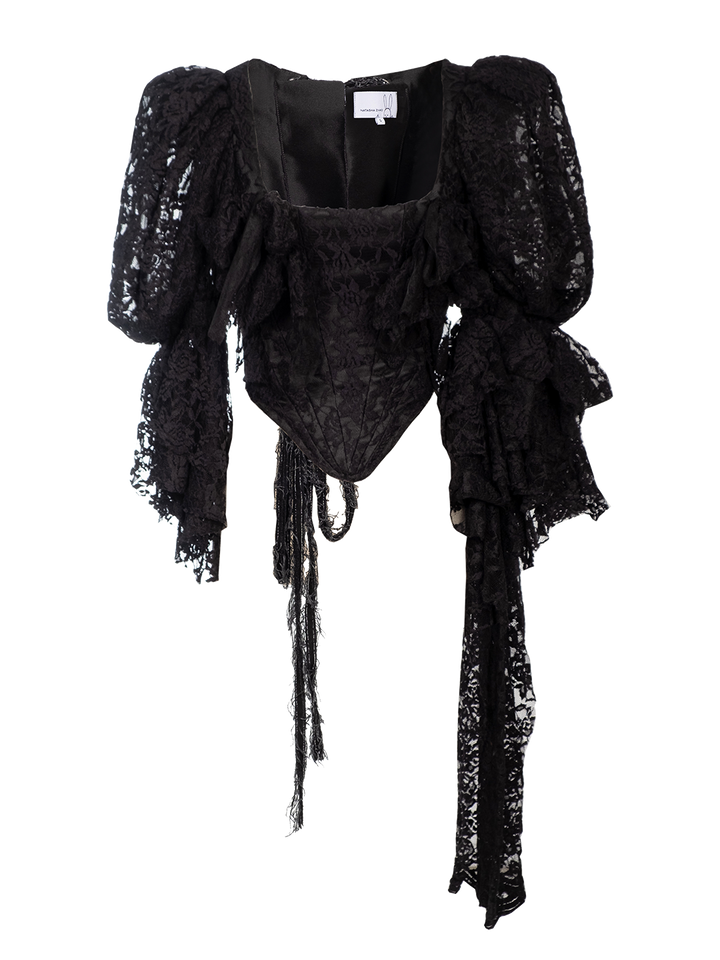 natasha zinko Lace Puff-sleeve Corset