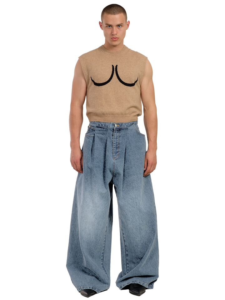 natasha zinko LIGHT WASH FOLDED JEANS