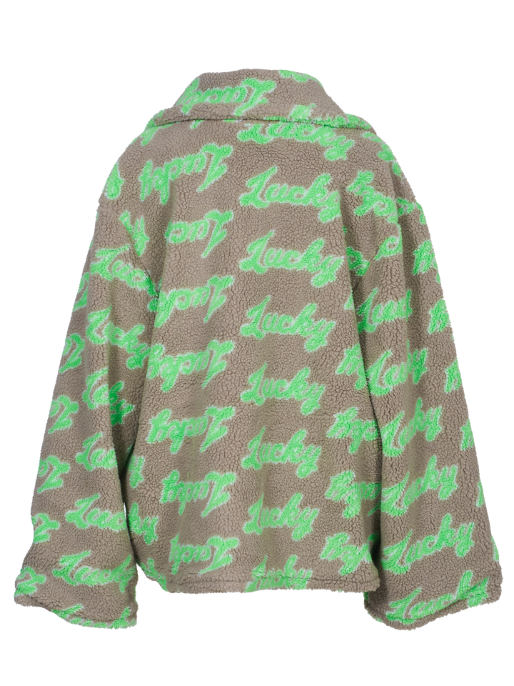 Natasha Zinko Lucky-print Fleece Zip Jacket