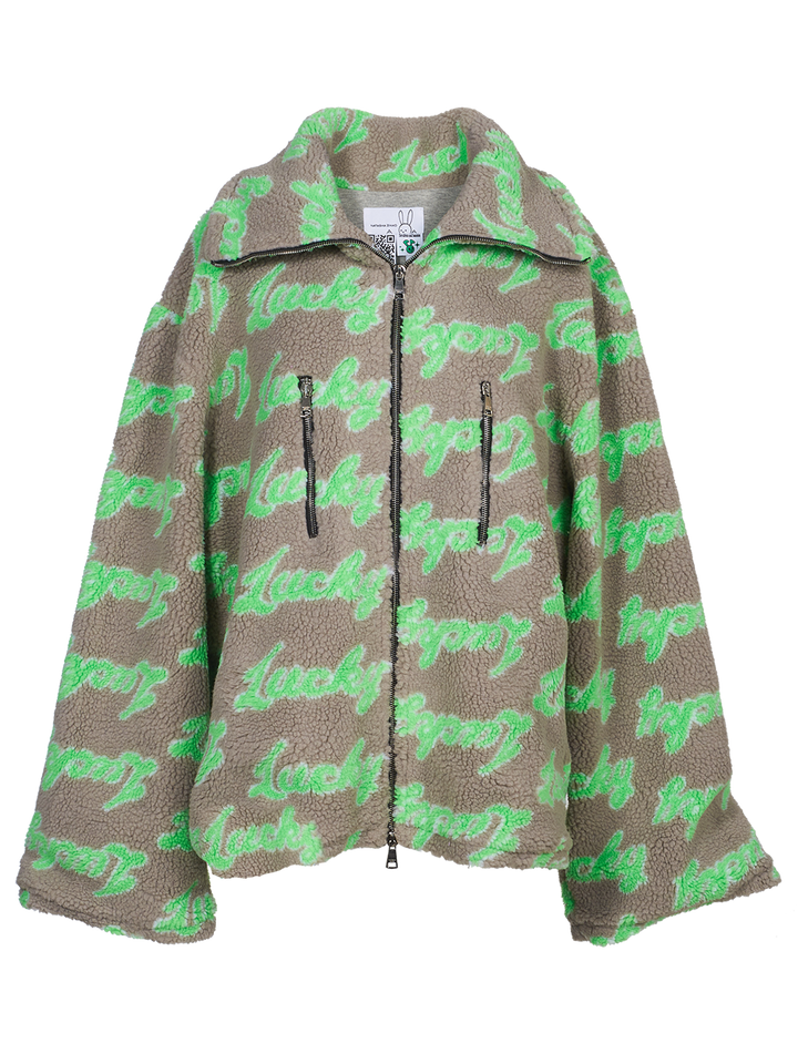 natasha zinko Lucky-print Fleece Zip Jacket