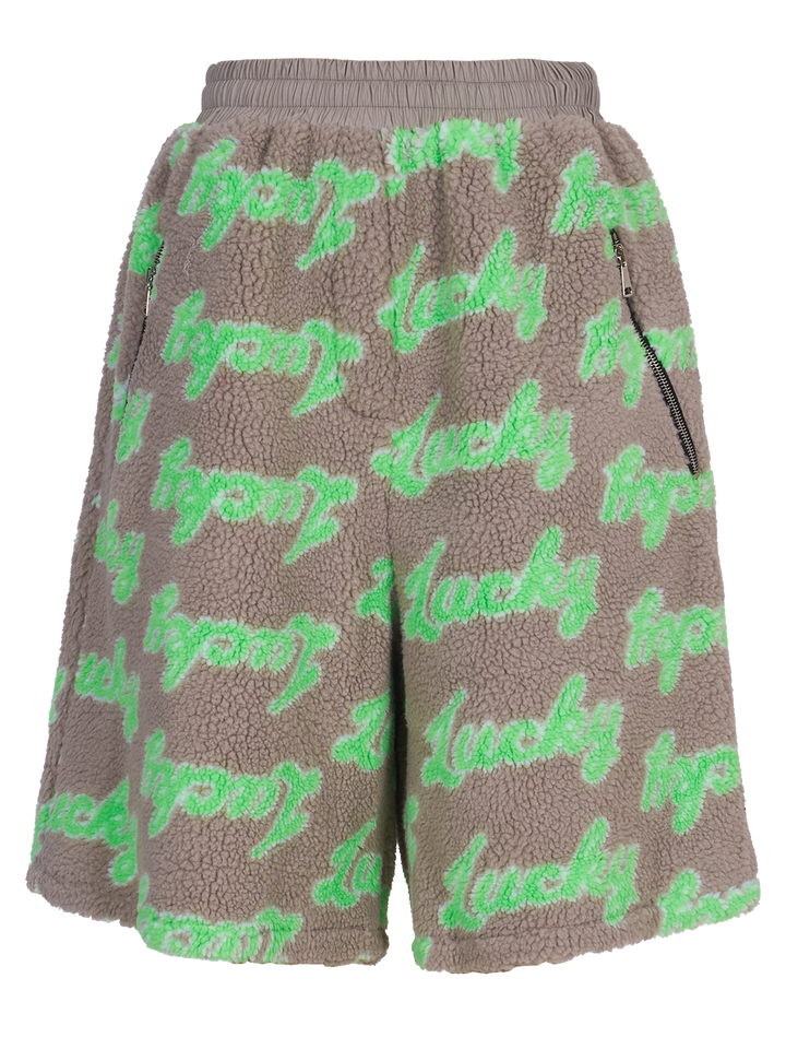 Natasha Zinko Lucky-print Long Fleece Shorts
