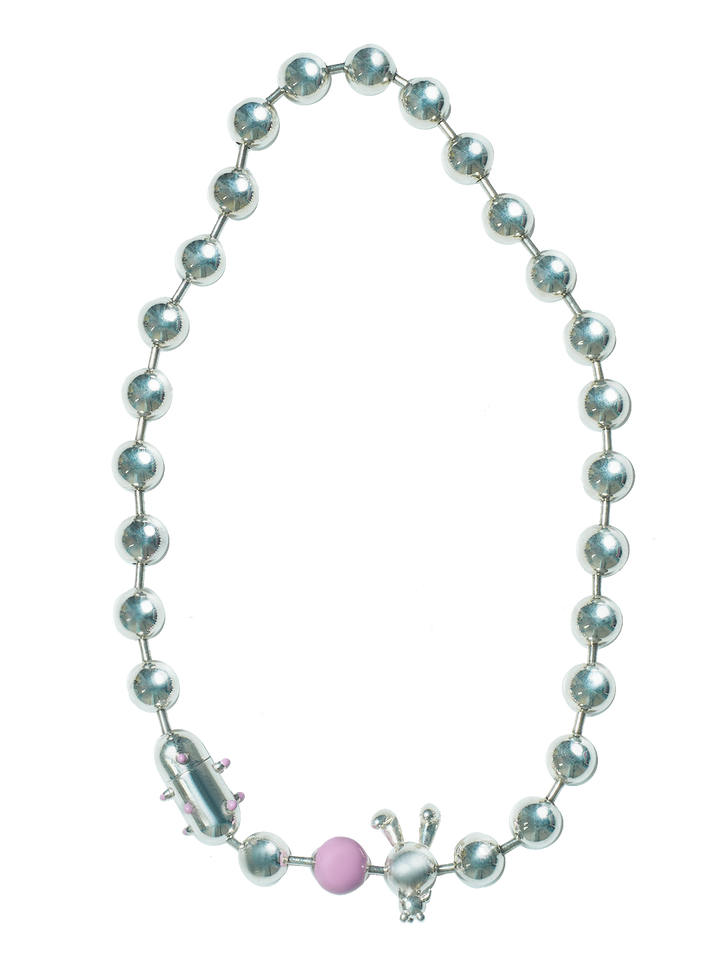 natasha zinko Pink Ball Chain Necklace