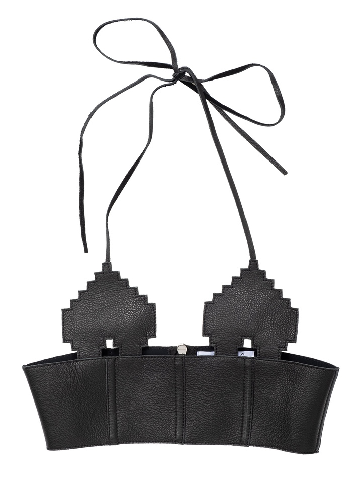 natasha zinko Pixel Heart Leather Top